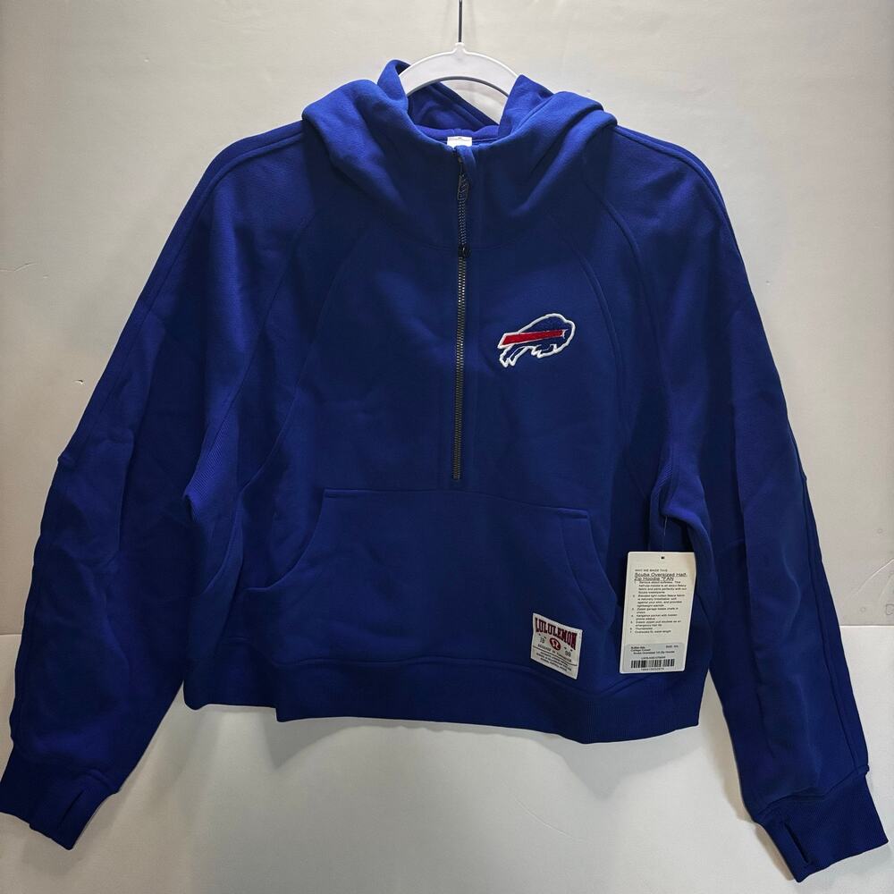 New Womens lululemon Buffalo Bills Scuba Oversized Half-Zip Hoodie Sz M / L $128